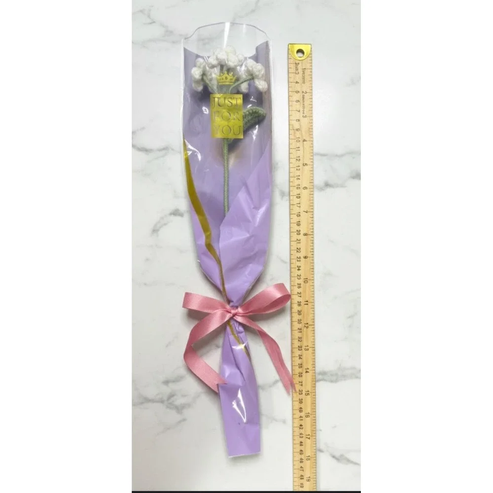 Planet Zebi Crochet Forget Me Not Flower Single White‎ Handmade Gift 18in